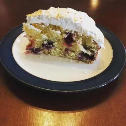 Lemon Blueberry Cake with Meringue Frosting
