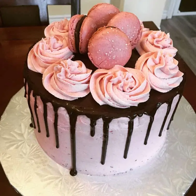 raspberry chocolate drip cake
