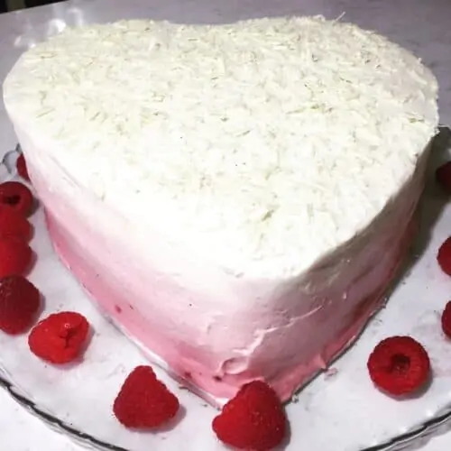 raspberry heart shaped cake