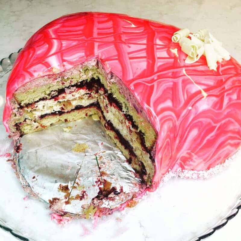 Cherry Almond Mousse Cake with Mirror Glaze - Margot Dreams of Baking