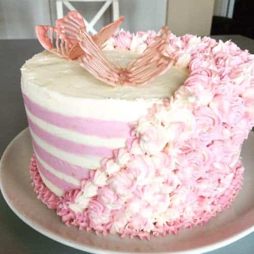 Striped buttercream cake