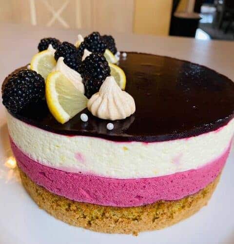 Lemon blackberry mousse cake